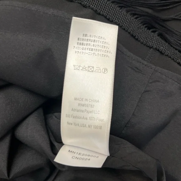 Aidan Adrianna Papell Crepe Popover Midi Black Fringe Hem Sheath Dress 2 LBD NWT - Picture 13 of 16